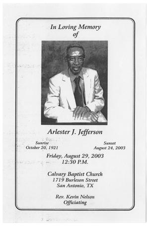 [Funeral Program for Arlester J. Jefferson, August 29, 2003]