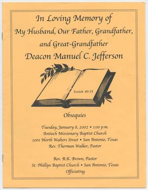 [Funeral Program for Manuel C. Jefferson, January 8, 2002]