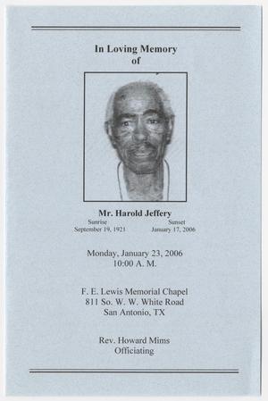 [Funeral Program for Harold Jeffery, January 23, 2006]