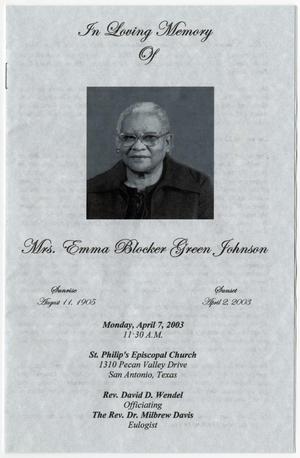 [Funeral Program for Emma Blocker Green Johnson, April 7, 2003]