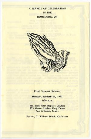 Primary view of object titled '[Funeral Program for Ethel Stewart Johnson, January 14, 1991]'.