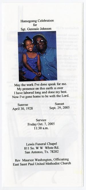 [Funeral Program for Gusisaic Johnson, October 7, 2005]
