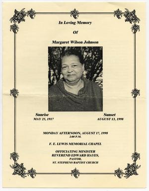 [Funeral Program for Margaret Wilson Johnson, August 17, 1998]
