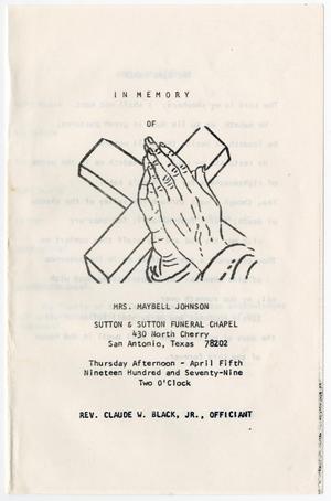 [Funeral Program for Maybell Johnson, April 5, 1979]