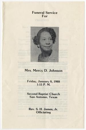 [Funeral Program for Mercy D. Johnson, January 8, 1988]