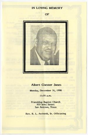 [Funeral Program for Albert Chester Jones, December 31, 1990]