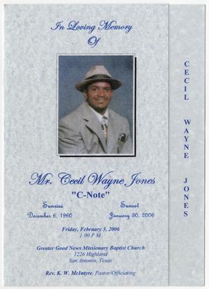 [Funeral Program for Cecil Wayne Jones, February 3, 2006]