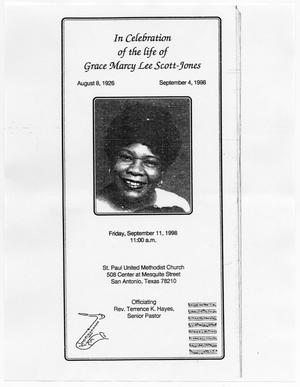 [Funeral Program for Grace Marcy Lee Scott-Jones, September 11, 1998]