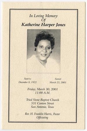 [Funeral Program for Katherine Harper Jones, March 30, 2001]