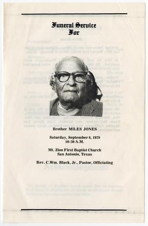 Primary view of object titled '[Funeral Program for Miles Jones, September 8, 1979]'.