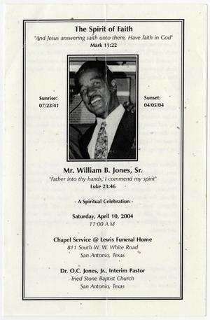 [Funeral Program for William B. Jones, Sr., April 10, 2004]