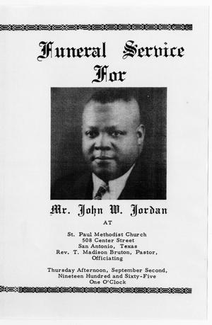 [Funeral Program for John W. Jordan, September 2, 1965]