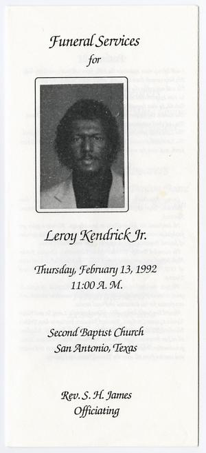 [Funeral Program for Leroy Kendrick, Jr., February 13, 1992]