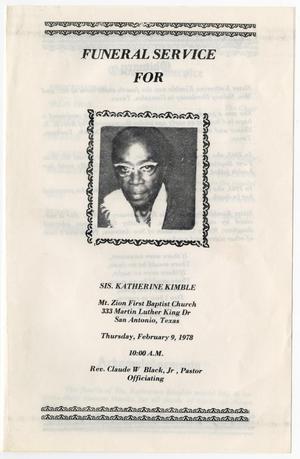 [Funeral Program for Katherine Kimble, February 9, 1978]