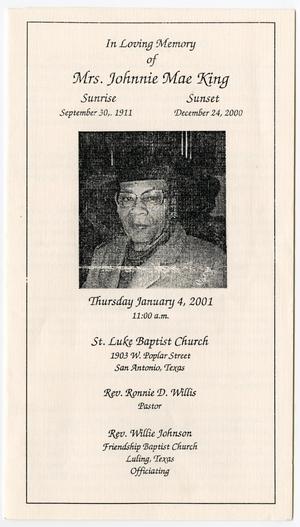 [Funeral Program for Johnnie Mae King, January 4, 2001]