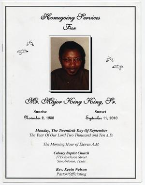[Funeral Program for Major King King, Sr., September 20, 2010]