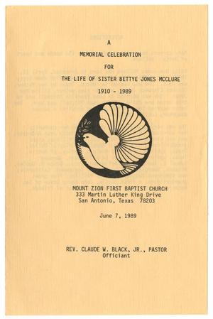 [Funeral Program for Bettye Jones McClure, June 7, 1989]