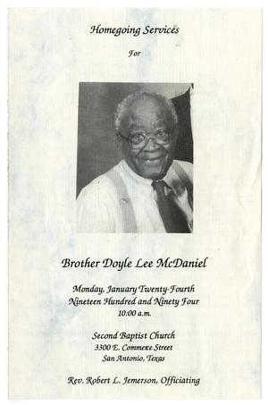 [Funeral Program for Doyle Lee McDaniel, January 24, 1974]