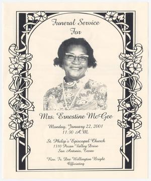[Funeral Program for Ernestine McGee, January 22, 2001]