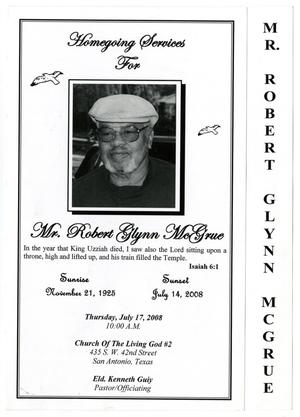 [Funeral Program for Robert Glynn McGrue, July 17, 2008]