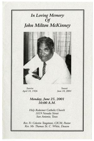 Primary view of object titled '[Funeral Program for John Milton McKinney, June 25, 2001]'.