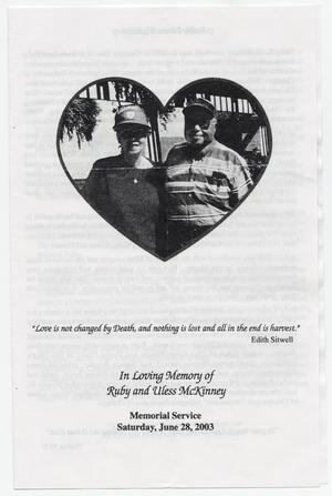[Funeral Program for Ruby and Uless McKinney, June 28, 2003]