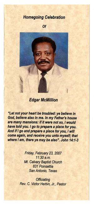 Primary view of [Funeral Program for Edgar McMillion, February 23, 2007]