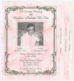 [Funeral Program for Carline Annette McVea, January 26, 2001]