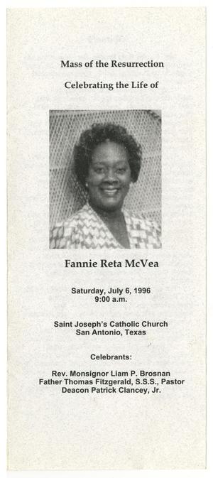 [Funeral Program for Fannie Reta McVea, July 6, 1996]