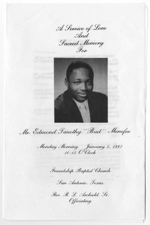 [Funeral Program for Edmond Timothy Menefee, January 5, 1987]