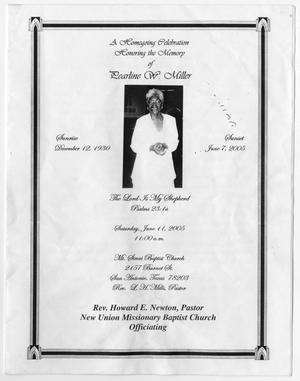 [Funeral Program for Pearline W. Miller, June 11, 2005]
