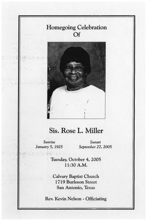 [Funeral Program for Rose L. Miller, October 4, 2005]