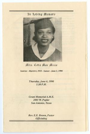 [Funeral Program for Cora Mae Mills, June 6, 1990]