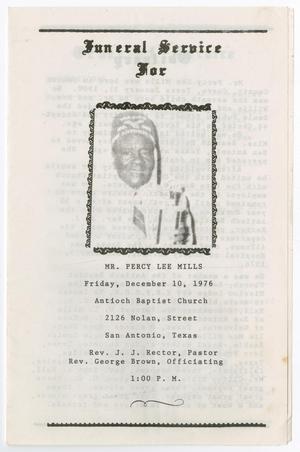 [Funeral Program for Percy Lee Mills, December 10, 1976]