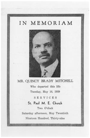 [Funeral Program for Quincy Brady Mitchell, May 20, 1939]