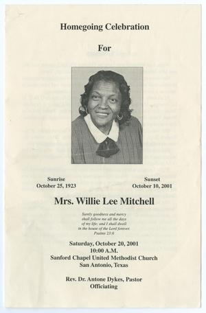 [Funeral Program for Willie Lee Mitchell, October 20, 2001]