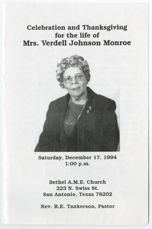 [Funeral Program for Verdell Johnson Monroe, December 17, 1994]