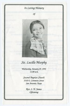[Funeral Program for Lucille Murphy, January 29, 1992]