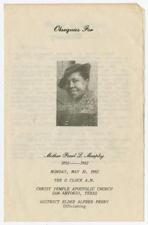 [Funeral Program for Pearl L. Murphy, May 10, 1982]