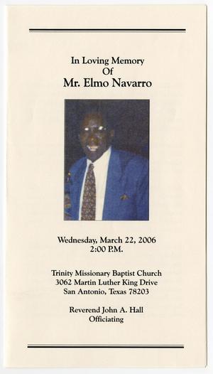 Primary view of object titled '[Funeral Program for Elmo Navarro, March 22, 2006]'.