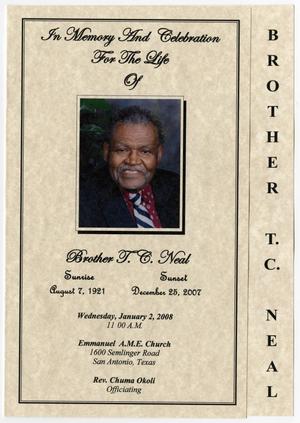 Primary view of object titled '[Funeral Program for T. C. Neal, January 2, 2008]'.