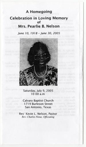 [Funeral Program for Pearlie B. Nelson, July 9, 2005]