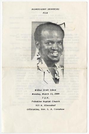 [Funeral Program for Wilbur Scott Odom, March 13, 1989]