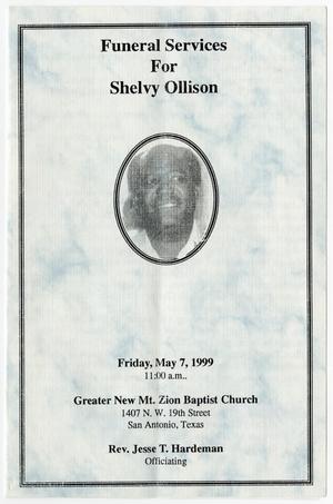 [Funeral Program for Shelvy Ollison, May 7, 1999]
