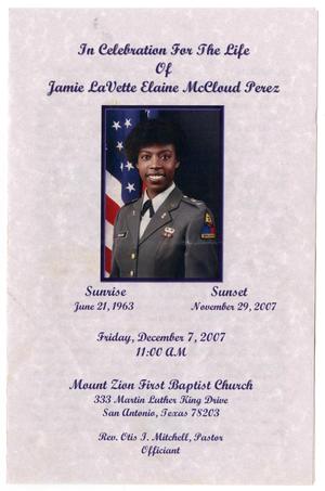 [Funeral Program for Jamie LaVette Elaine McCloud Perez, December 7, 2007]