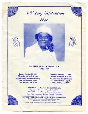 [Funeral Program for Martha Althea Perry, October 20, 1989]