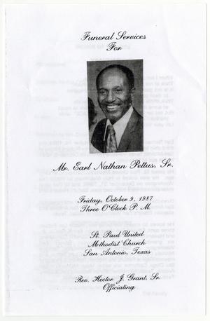 Primary view of object titled '[Funeral Program for Earl Nathan Pettus, Sr., October 9, 1987]'.