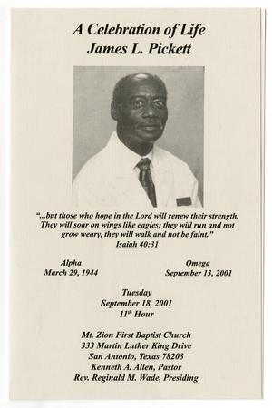 [Funeral Program for James L. Pickett, September 18, 2001]