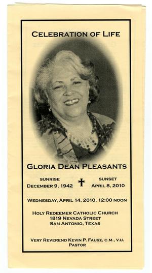 Primary view of [Funeral Program for Gloria Dean Pleasants, April 14, 2010]