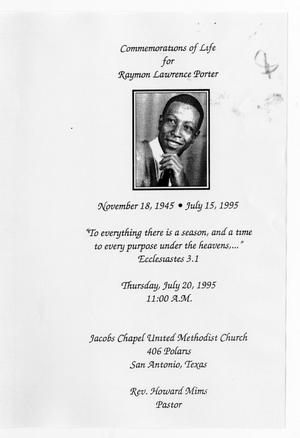 [Funeral Program for Raymon Lawrence Porter, July 20, 1995]